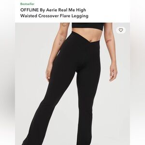 Aerie Black Hi-Rise Flare Crossover Leggings